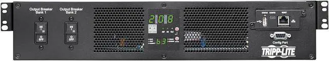 Alt view image 4 of 6 - Tripp Lite PDUMNH32HVAT2 7.4kW 200-240V Single-Phase ATS/Monitored PDU - 16 C13 & 2 C19 Outlets, Dual IEC 309 32A Blue Inputs, 3 m Cords, 2U, TAA