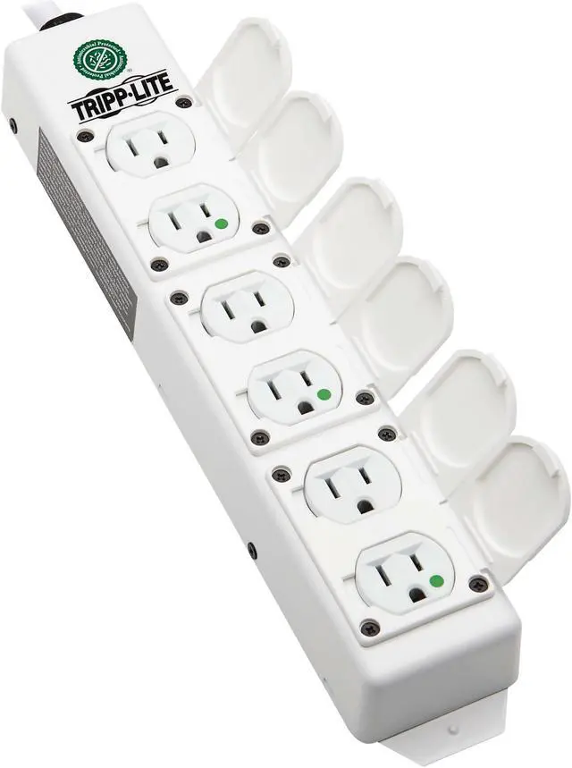 Alt view image 2 of 4 - Tripp Lite Safe-IT UL 2930 Medical-Grade Power Strip for Patient Care Vicinity - 6 Hospital-Grade Outlets - Safety Covers - Antimicrobial - 15 ft. Cord - Dual Ground PS-615-HGDG