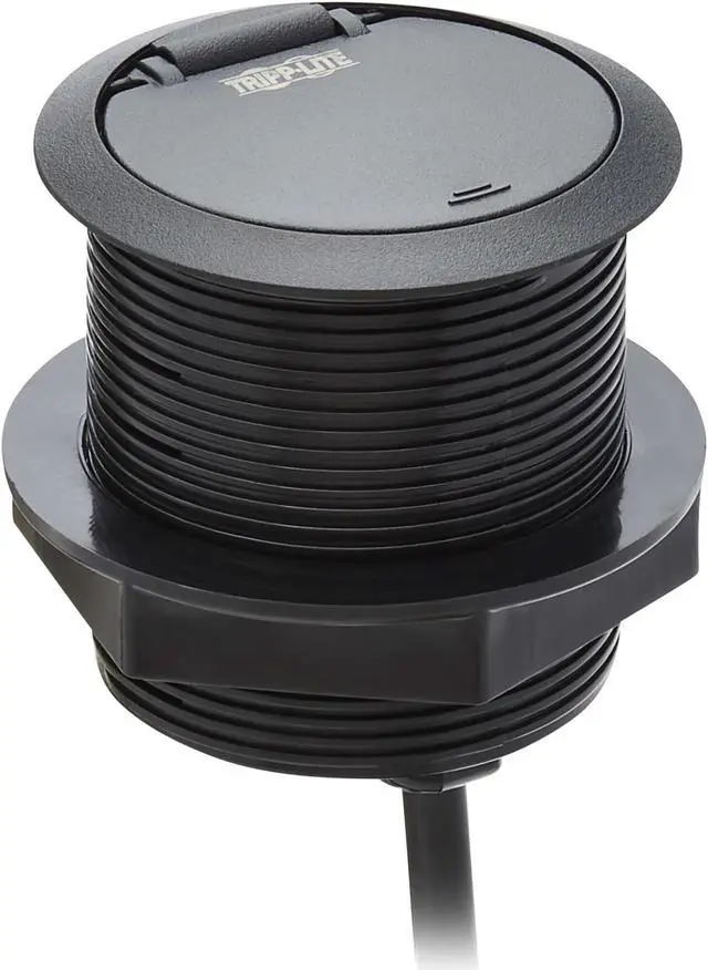 Alt view image 3 of 10 - Tripp Lite Protect It! Desktop Power Grommet - NEMA 5-15P - 2x USB-A Charging - Surge Protection - 10 ft. Cord - Black TLP12POAM