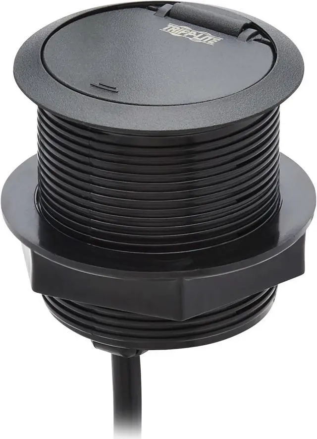 Alt view image 4 of 10 - Tripp Lite Protect It! Desktop Power Grommet - NEMA 5-15P - 2x USB-A Charging - Surge Protection - 10 ft. Cord - Black TLP12POAM