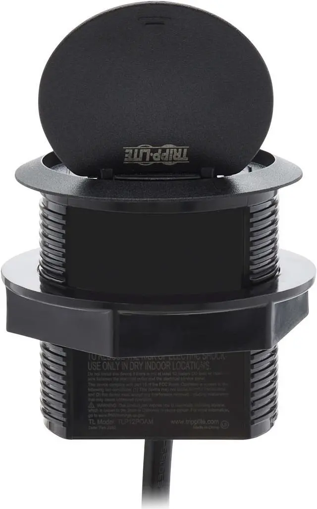 Alt view image 5 of 10 - Tripp Lite Protect It! Desktop Power Grommet - NEMA 5-15P - 2x USB-A Charging - Surge Protection - 10 ft. Cord - Black TLP12POAM