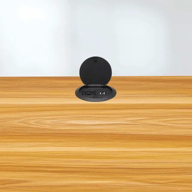 Alt view image 10 of 10 - Tripp Lite Protect It! Desktop Power Grommet - NEMA 5-15P - 2x USB-A Charging - Surge Protection - 10 ft. Cord - Black TLP12POAM