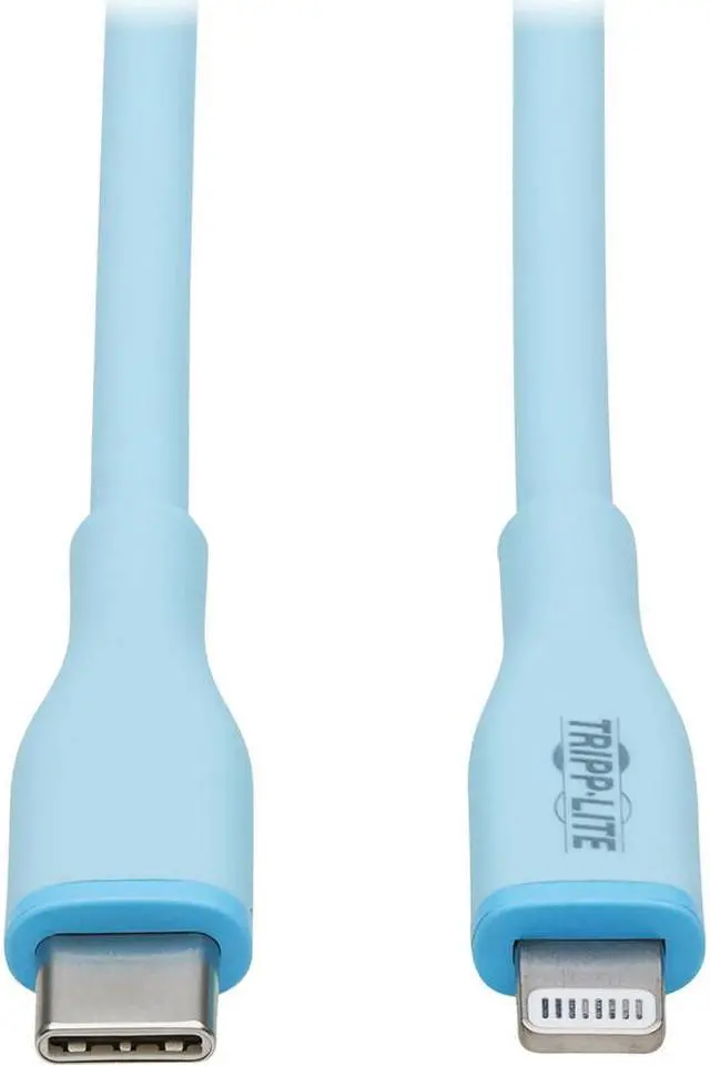 Alt view image 5 of 5 - Tripp Lite Safe-IT USB-C to Lightning Sync/Charge Antibacterial Cable - MFi Certified - USB 2.0 (M/M), Light Blue, 6 ft. (1.83 m) - 6 ft Lightning/USB-C Data Transfer Cable for iPhone