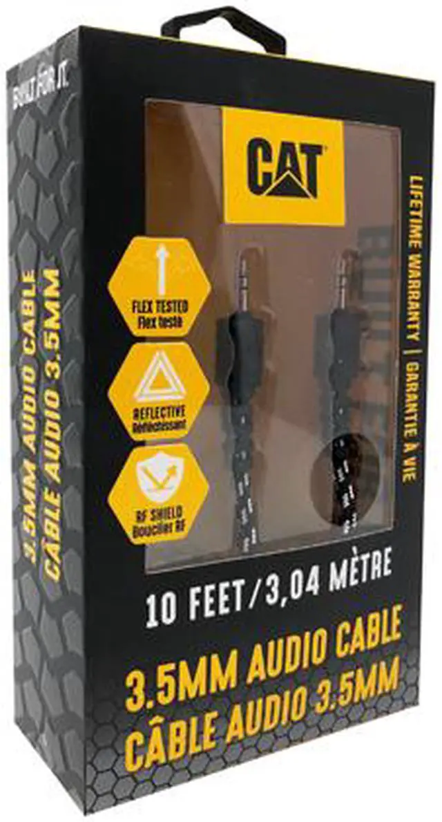 Alt view image 2 of 2 - CAT CAT-AUX-BLK 10 ft. Reflective Aux/Audio Cable Male to Male