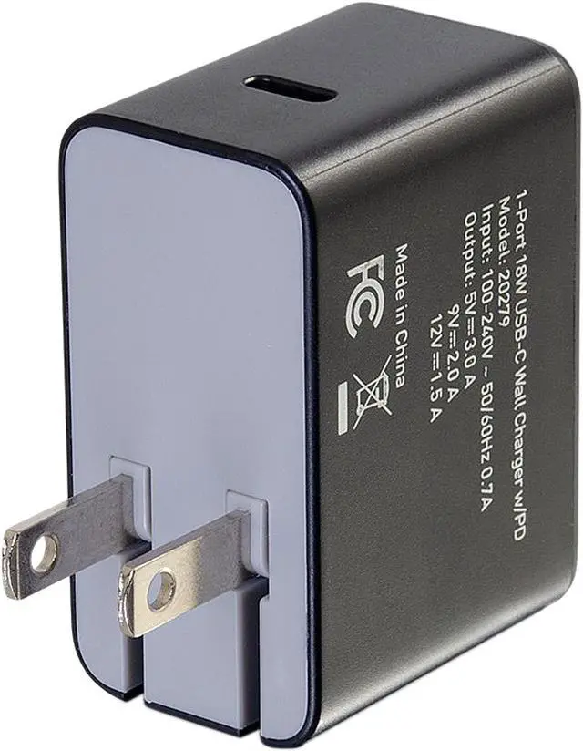 Alt view image 4 of 5 - C2G 20279 1-Port USB-C Wall Charger with Power Delivery, 18W, Black