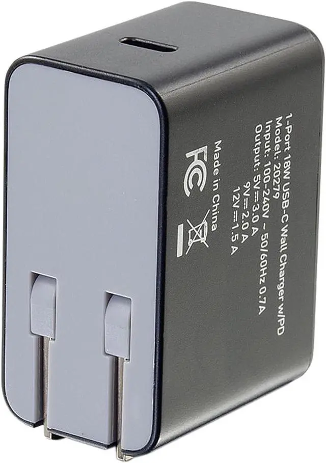 Alt view image 5 of 5 - C2G 20279 1-Port USB-C Wall Charger with Power Delivery, 18W, Black