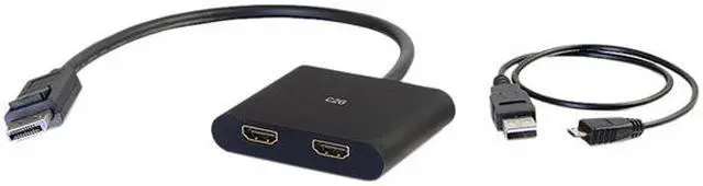 Alt view image 4 of 4 - C2G 54293 DisplayPort to HDMI Monitor Splitter - 2 Port 4K HDMI MST Hub USB Powered