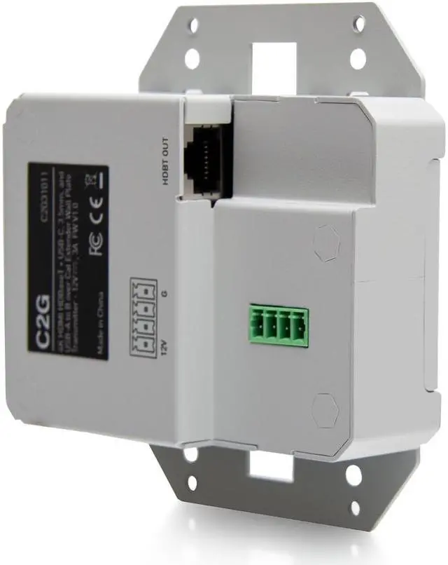 Alt view image 5 of 7 - C2G C2G31011 HDMI HDBaseT + USB-C, 3.5mm, and USB-B to A over Cat Extender Wall Plate Transmitter to Box Receiver - 4K 60Hz