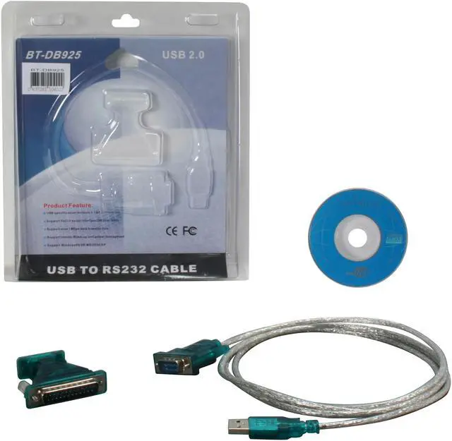Alt view image 6 of 6 - BYTECC Model BT-DB925 6 FT USB to DB9 Serial Adapter, provides the connection between USB and RS-232 port Male to Male