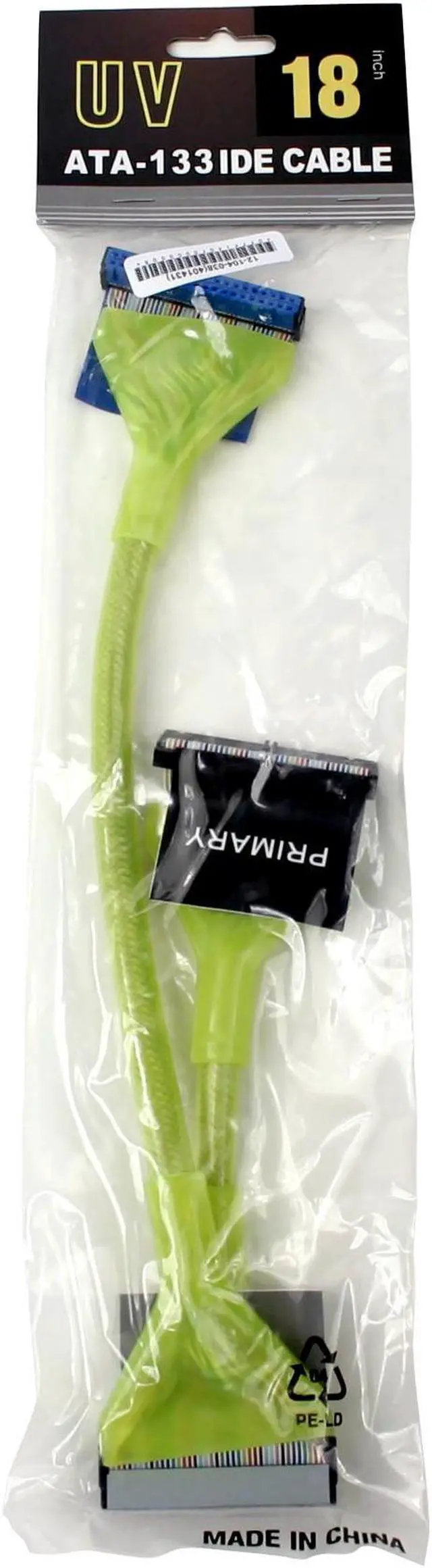 Alt view image 3 of 3 - Link Depot 18" ATA133 UV Cable 3-Connector Model UV-ATA18-YE-3