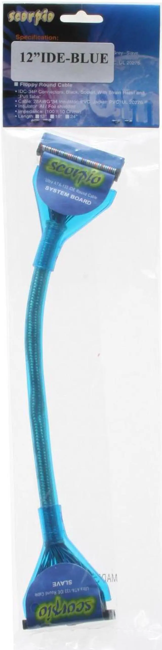Alt view image 3 of 3 - COOLMAX 12" Ultra ATA-133 IDE Round Cable Model CM-ATA133 BLUE 12"