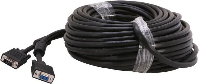 Alt view image 2 of 3 - AMC CSV-F100MF 100 FT Black VGA Male to Female Monitor Extension Cable w/ Dual Ferrites - OEM