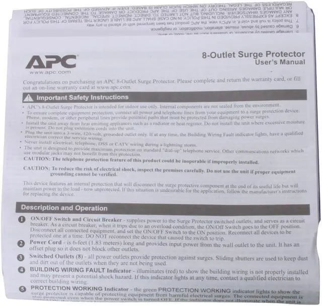 Alt view image 5 of 11 - APC P8VT3 8-Outlet 2770 Joules Surge Protector with Telephone, DSL and Coaxial Protection