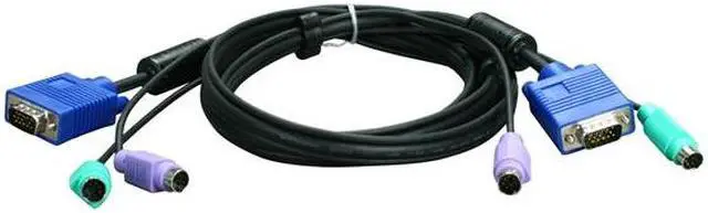 Alt view image 2 of 2 - GWC 6 FT 3-in-1 PS2 KVM Cable, Male to Male VGA HD15 and two 6 Pin Mini DIN with Ferrite Core, 6 feet 86000