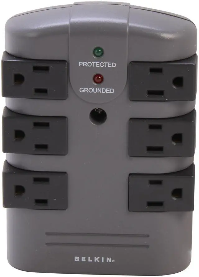 Alt view image 2 of 5 - BELKIN BP106000 Wall Mount 6 Outlets 1080 Joules Pivot-Plug Surge Protector