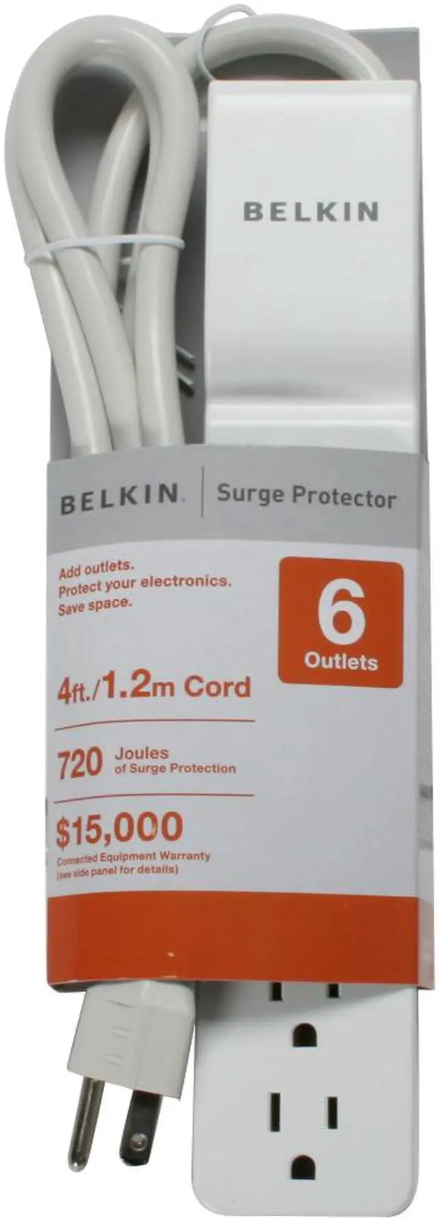 Alt view image 6 of 8 - BELKIN BE106000-04 4 Feet 6 Outlets 720 Joules Home/Office Surge Protector
