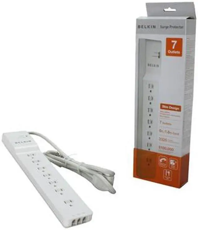 Alt view image 7 of 7 - BELKIN BE107200-06 6 Feet 7 Outlets 2320 joule Home/office Surge Protector