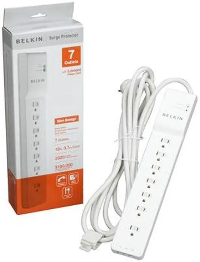 Alt view image 5 of 5 - BELKIN 7 Outlets Home/Office Surge Protector Extended Cord,12.0 Feet, 2160 Joules - BE107200-12