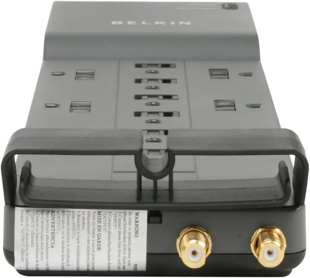 Alt view image 3 of 5 - BELKIN BE112230-08 8 Feet 12 Outlets 3780 Joules Surge Protector with Telephone and Coaxial Protection