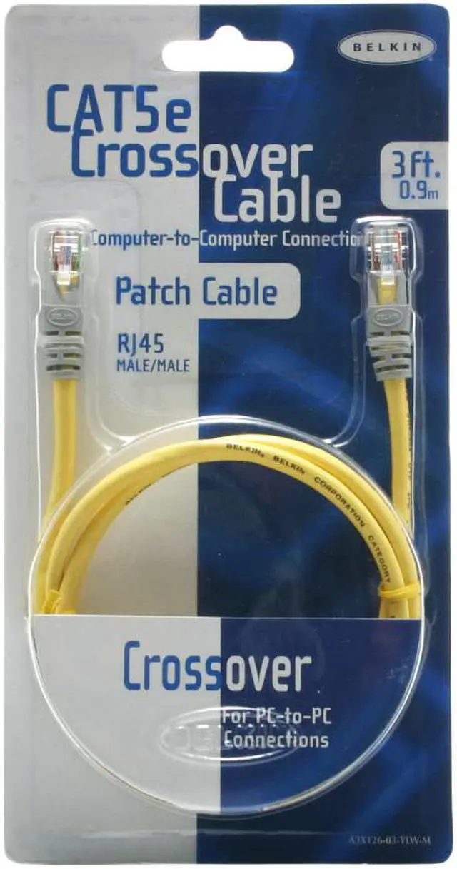 Alt view image 2 of 2 - Belkin A3X126-03-YLW-M 3 ft. Cat 5E (Crossover) Yellow Network Cable