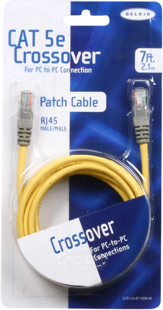 Alt view image 3 of 3 - Belkin A3X126-07-YLW-M 7 ft. Cat 5E (Crossover) Yellow Cable