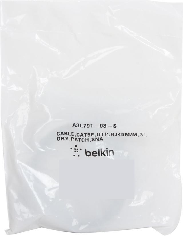 Alt view image 3 of 3 - Belkin A3L791-03-S 3 ft. Cat 5E Gray Patch Cable