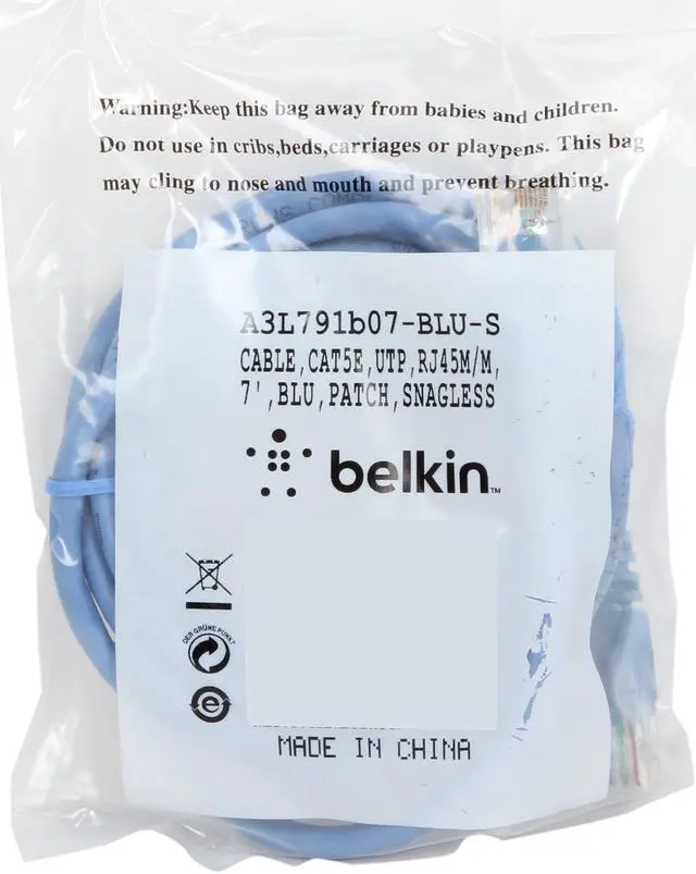 Alt view image 3 of 3 - Belkin A3L791b07-BLU-S 7 ft. Cat 5E Blue Patch Cable