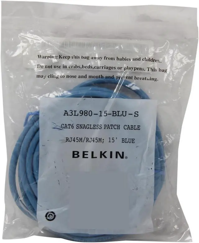 Alt view image 3 of 3 - Belkin A3L980-15-BLU-S 15 ft. Cat 6 Blue Patch Cable