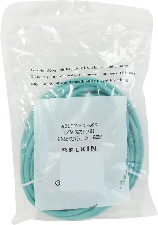 Alt view image 3 of 3 - Belkin A3L791-25-GRN 25 ft. Cat 5E Green Network Cable