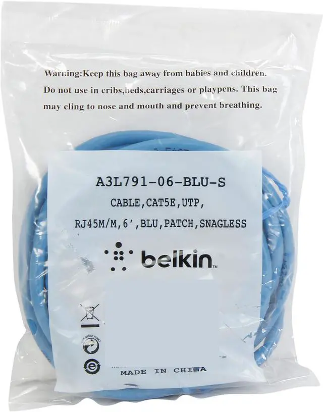 Alt view image 3 of 3 - Belkin A3L791-06-BLU-S 6 ft. Cat 5E Blue Network Cable
