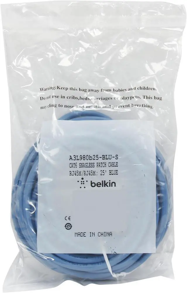 Alt view image 3 of 3 - Belkin A3L980b25-BLU-S 25 ft. Cat 6 Blue Network Cable