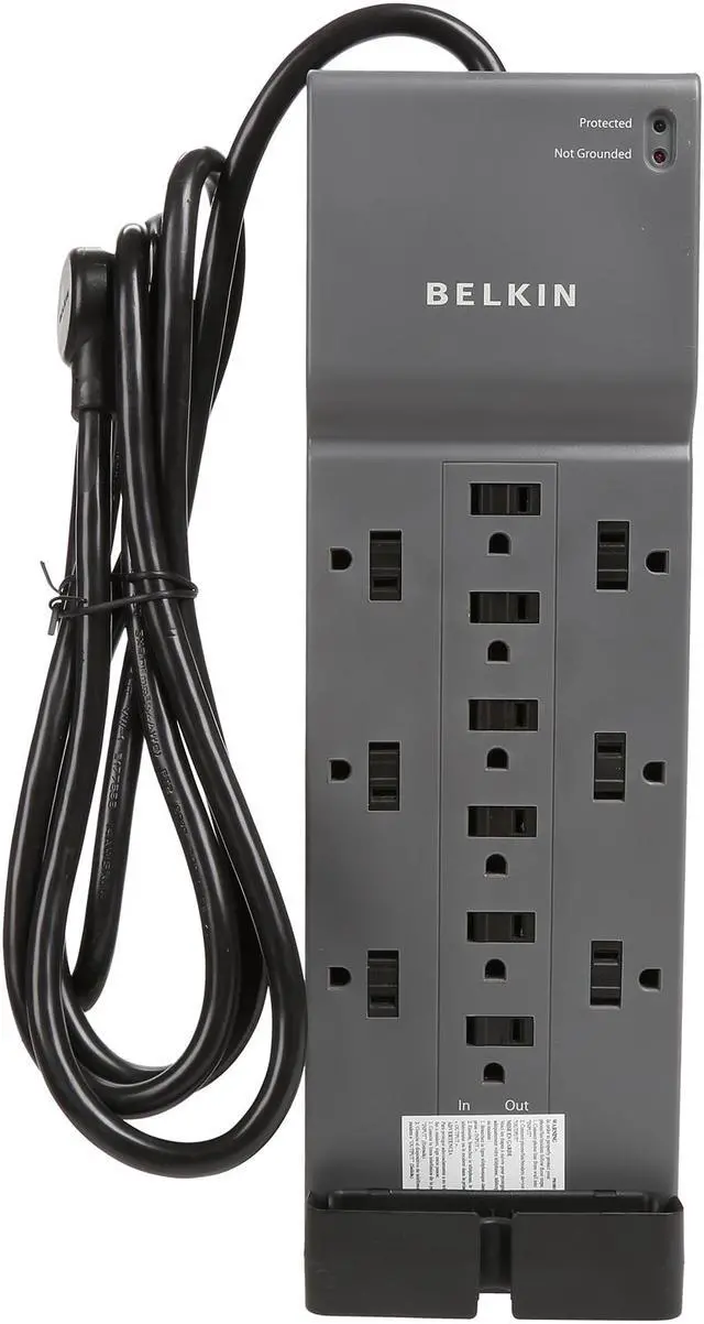 Alt view image 6 of 6 - BELKIN BE112234-08 8 Feet 12 Outlets 3960 Joules Surge Suppressor