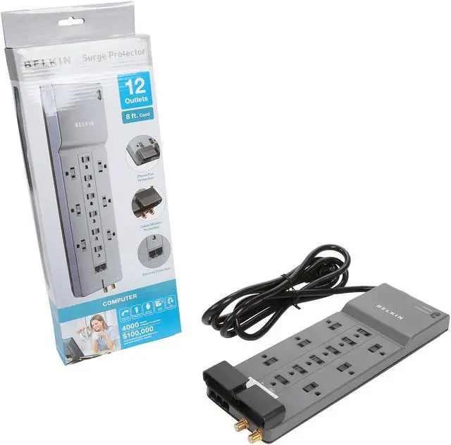 Alt view image 7 of 6 - BELKIN BE112234-08 8 Feet 12 Outlets 3960 Joules Surge Suppressor