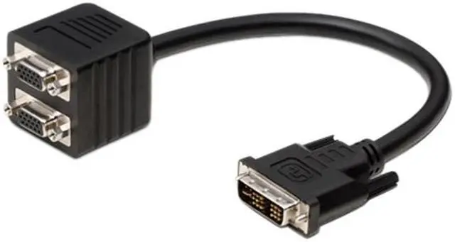 Alt view image 2 of 2 - Belkin F2E7902-01-SV DVI-I Male to 2 X HD15 Female DVI-I (Single Link) to 2 VGA Female