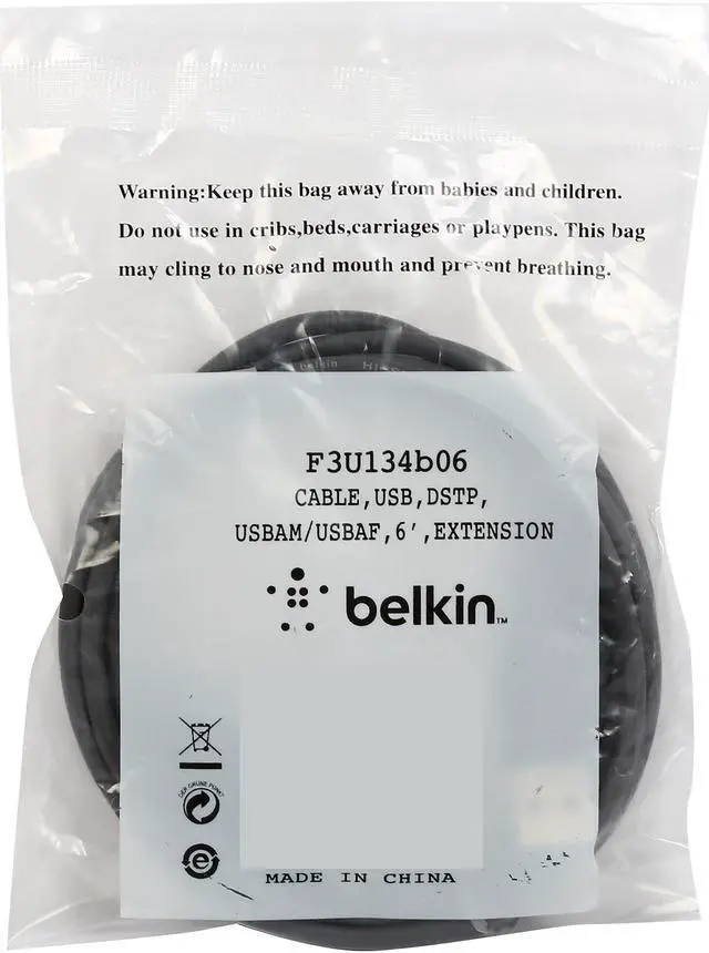 Alt view image 3 of 3 - Belkin F3U134B06 Black USB Extension Cable