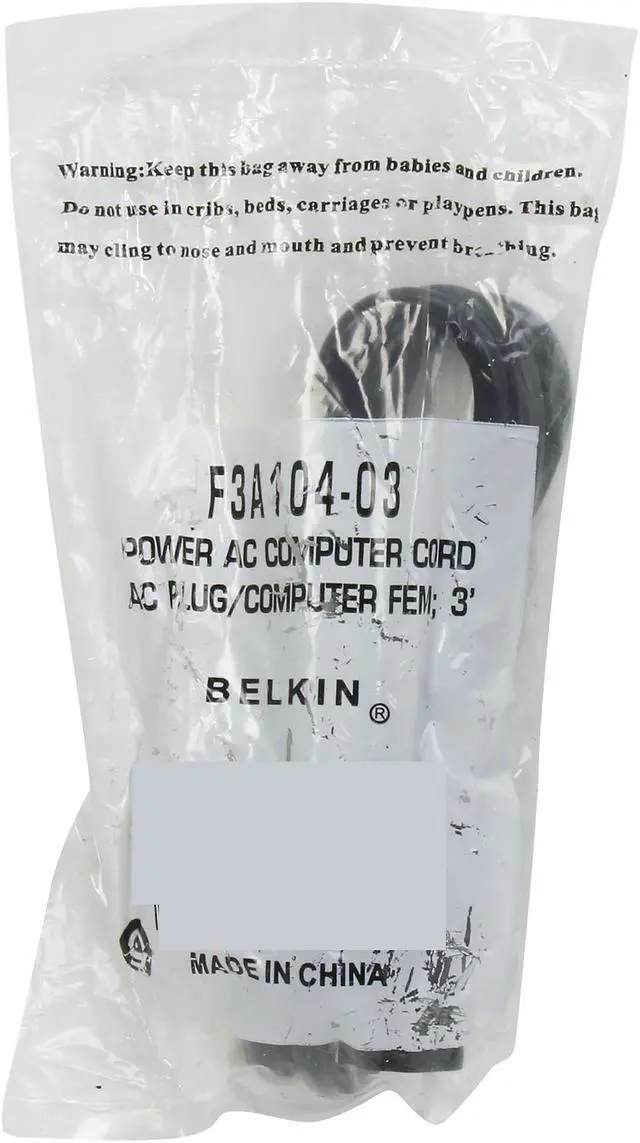 Alt view image 3 of 3 - Belkin Model F3A104-03 3 ft. PRO Series AC Power Replacement Cable