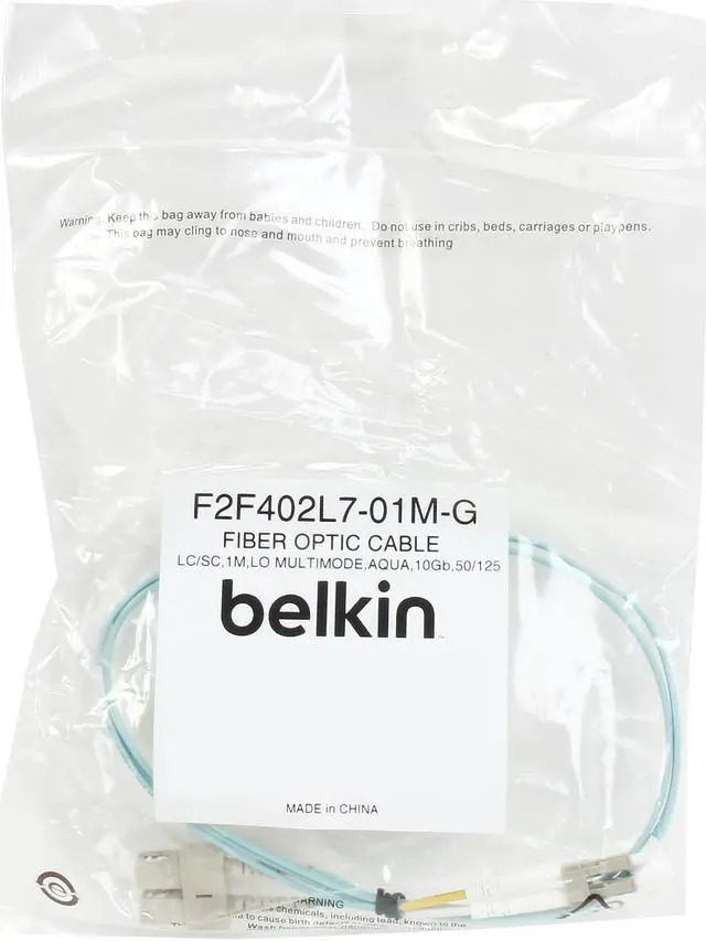Alt view image 3 of 3 - Belkin F2F402L7-01M-G 3.3 feet (1m) Patch Cable 10 Gig Aqua 50/125 LC/SC Male to Male