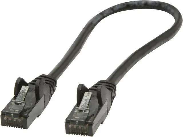 Main image of Belkin A3L980-01-BLK-S 1 ft. Cat 6 Black Patch Cable CAT6 Snagless RJ-45M / RJ-45M