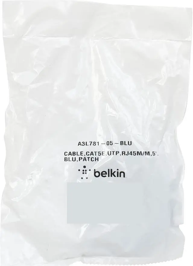 Alt view image 3 of 3 - Belkin A3L781-05-BLU 5 ft. Cat 5E Blue Patch Cable CAT5e RJ-45M / RJ-45M