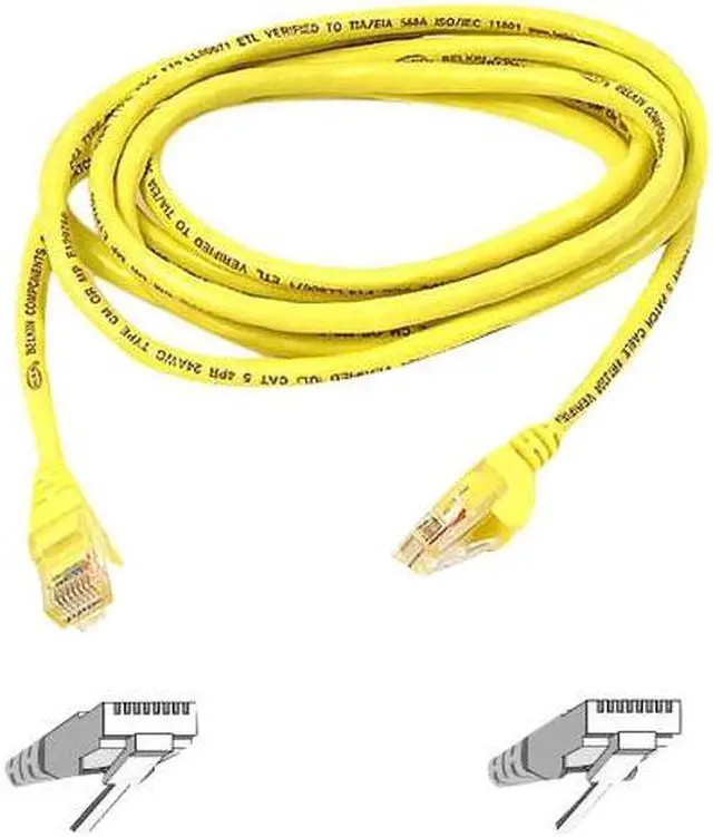 Main image of Belkin A3L791-01-YLW-S 1 ft. Cat 5E Yellow Patch Cable CAT5e Snagless RJ-45M / RJ-45M