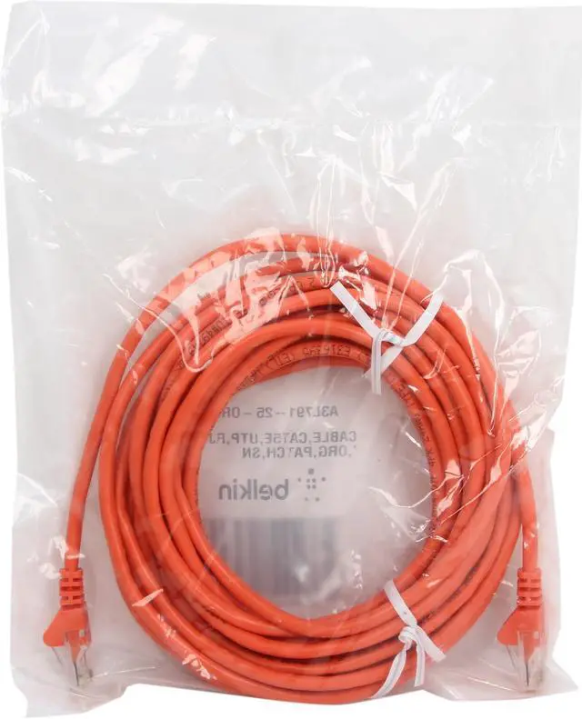Alt view image 3 of 3 - Belkin A3L791-25-ORG-S 25 ft. Cat 5E Orange Patch Cable CAT5e Snagless RJ-45M / RJ-45M