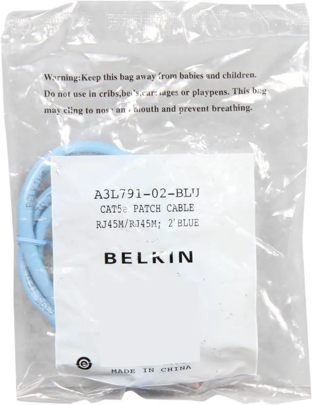 Alt view image 3 of 3 - Belkin A3L791-02-BLU 2 ft. Cat 5E Blue Cat5e Patch Cable