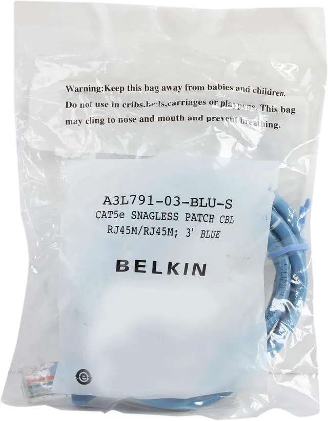 Alt view image 3 of 3 - Belkin A3L791-03-BLU-S 3 ft. Cat 5E Blue Cat.5e Network Cable