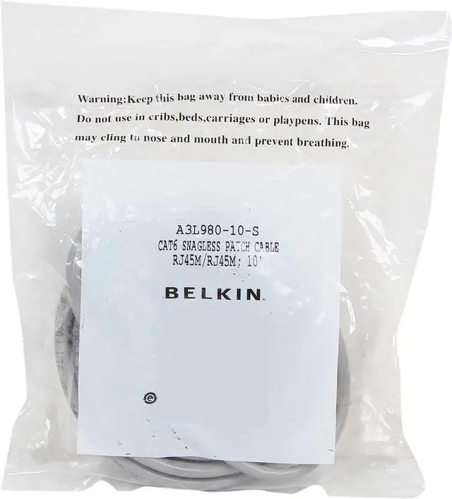 Alt view image 3 of 3 - Belkin A3L980-10-S 10 ft. Cat 6 Gray Patch Cable