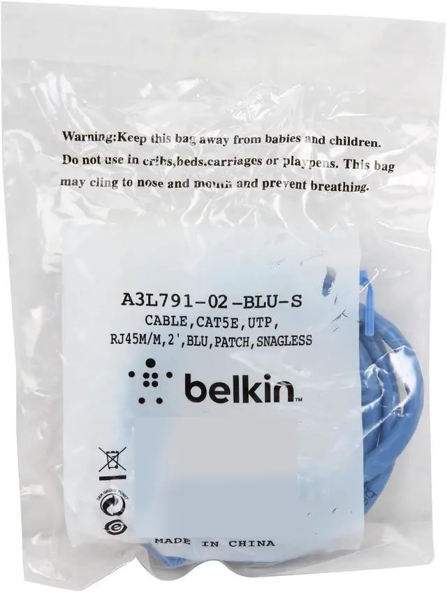 Alt view image 3 of 3 - Belkin A3L791-02-BLU-S 2 ft. Cat 5E Blue UTP Patch Cable