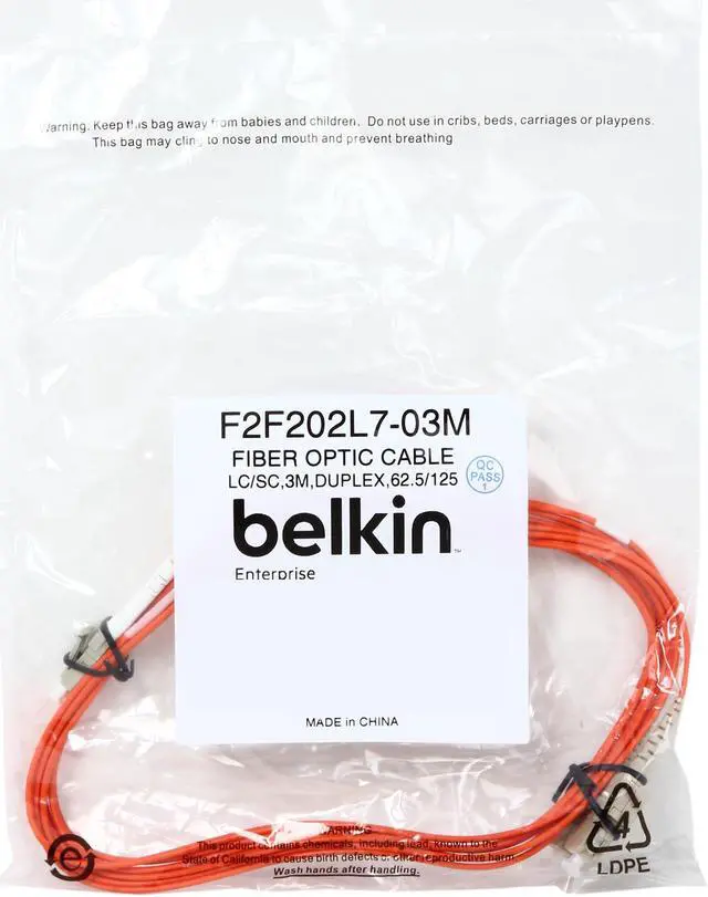 Alt view image 3 of 3 - Belkin F2F202L7-03M 10 ft. Fiber Optic Patch Cable