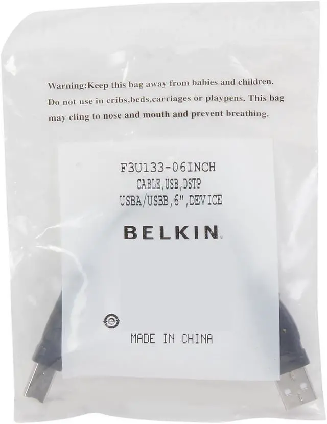 Alt view image 3 of 3 - Belkin F3U133-06INCH Black Pro Series USB 2.0 Device Cable