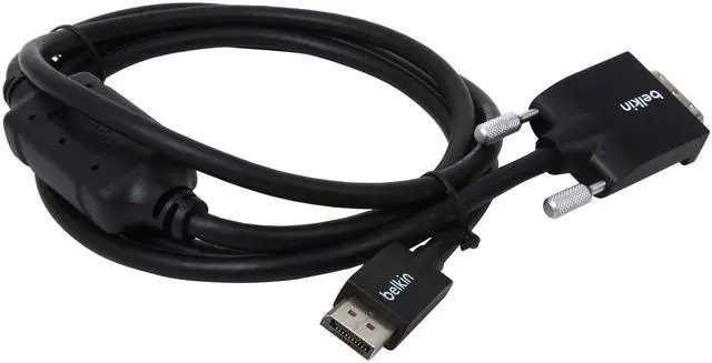 Alt view image 2 of 3 - Belkin F2CD002B06-E 6 ft. Black 1 x DisplayPort Male to 1 x DVI-D Male DisplayPort-Male to DVI-D-Male Cable Male to Male