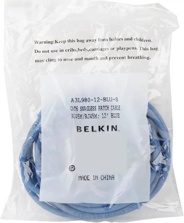 Alt view image 3 of 3 - Belkin A3L980-12-BLU-S 12 ft. Cat 6 900 Series UTP Patch Cable