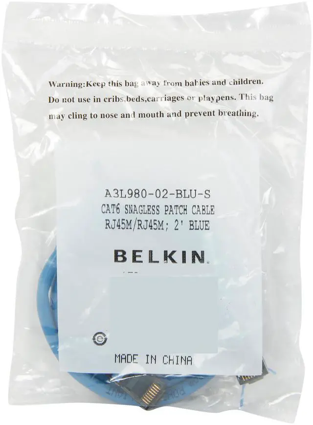 Alt view image 3 of 3 - Belkin A3L980-02-BLU-S                           2 ft. Cat 6 Blue UTP RJ45M/RJ45M Snagless  Patch Cable